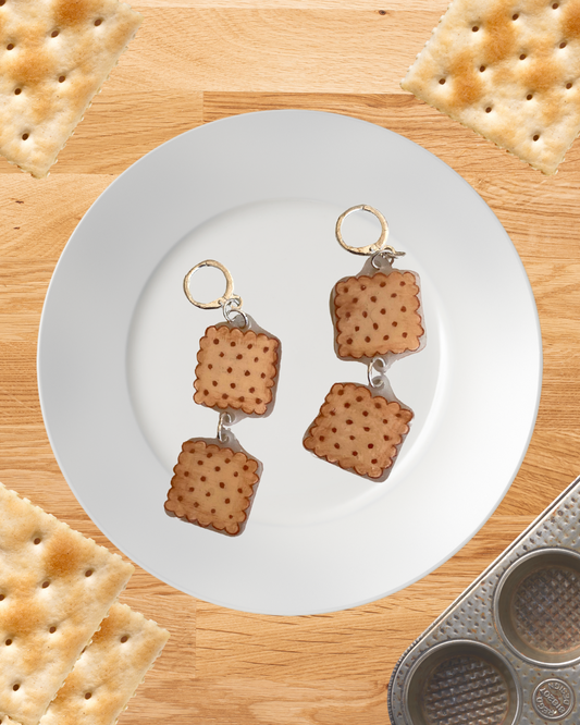 double saltine cracker earrings