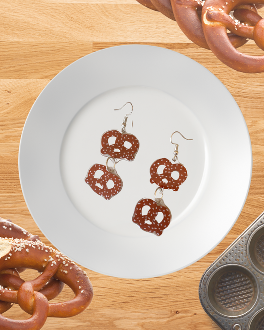 double salty pretzel earrings