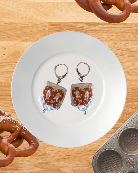 painted freshwater pearl pretzel earrings